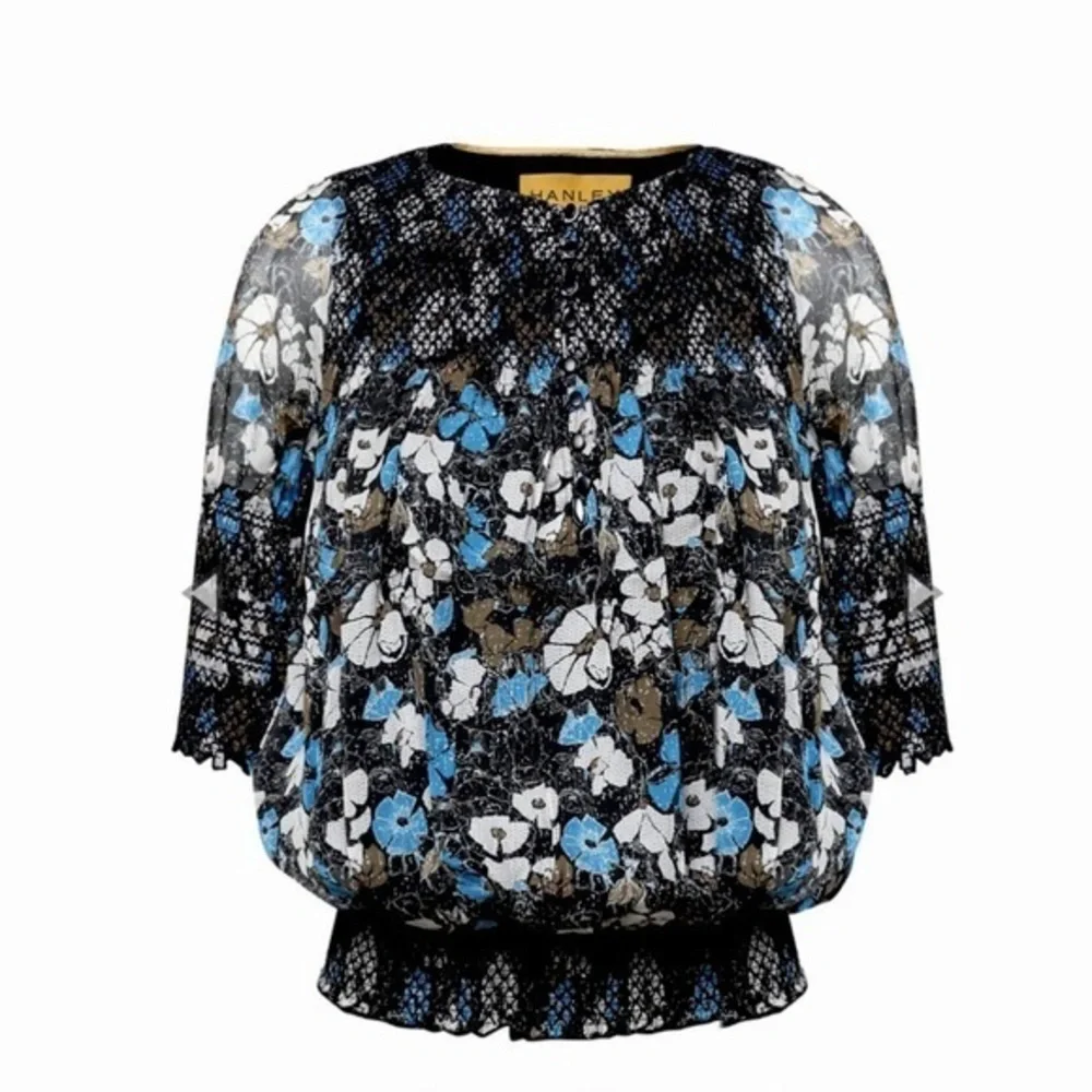 Hanley Luxury Floral Short Sleeve Blouse - Picture 1 of 5